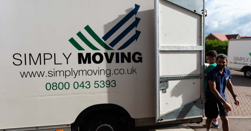 Simply Moving removal van showing the company name and phone number
